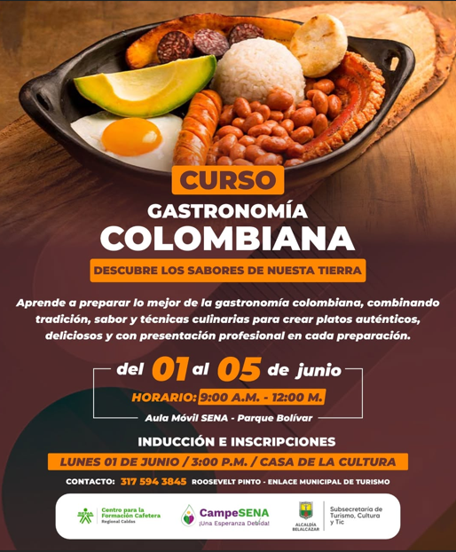 Afiche de Curso de Gastronomía Colombiana